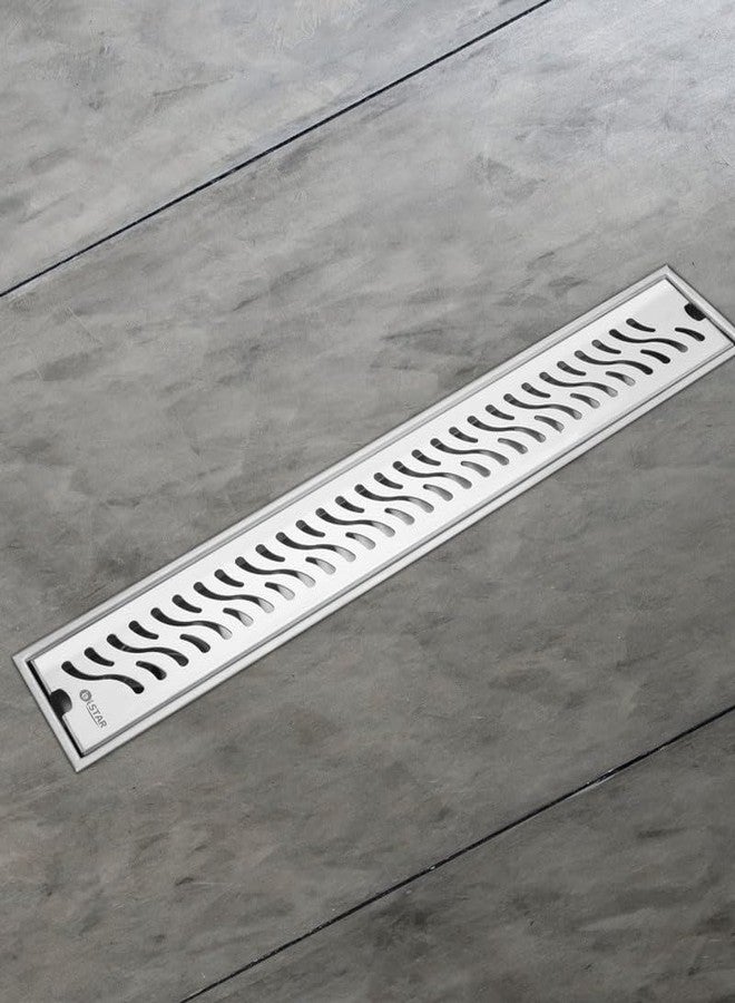 iSTAR 304 Grade Stainless Steel Shower Drain Channel | Corrosion Resistant Water Water Floor Drainer Jali with Pest Trap and Side Hole for Bathroom, Balconies, Wetrooms, Kitchens (12 x 4 inches) - Image 1